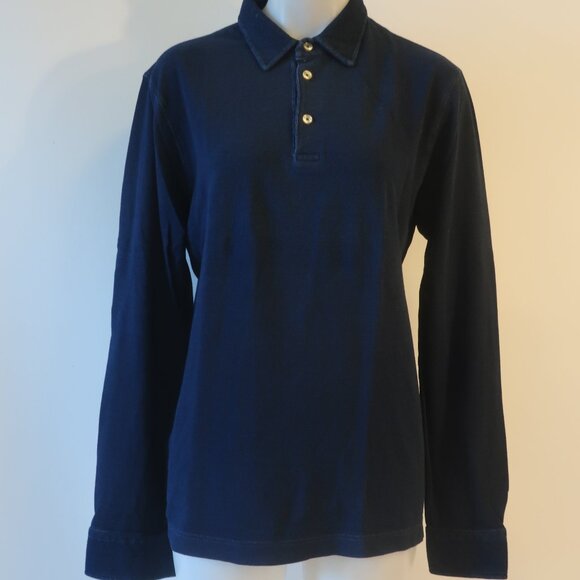 Mens Circolo 1901 Blue Polo 3/4 Button Long Sleeve Top L - Picture 2 of 7